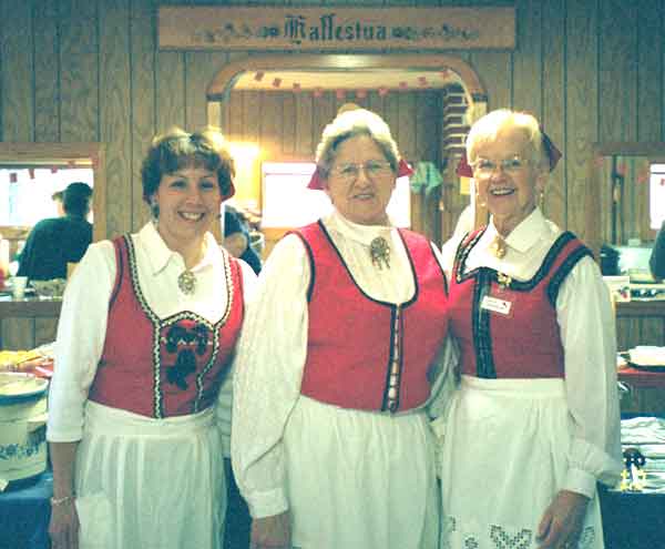 Three women from our church in Norwegian costumes.