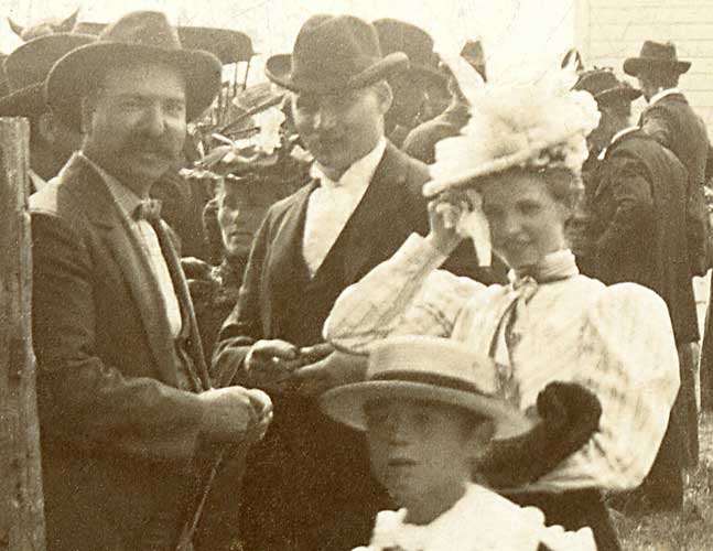 An old photo showing people outside the Nora church